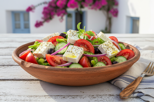 Griechischer Hirtensalat (Choriatiki) mit unserem Olivenöl aus der Mani
